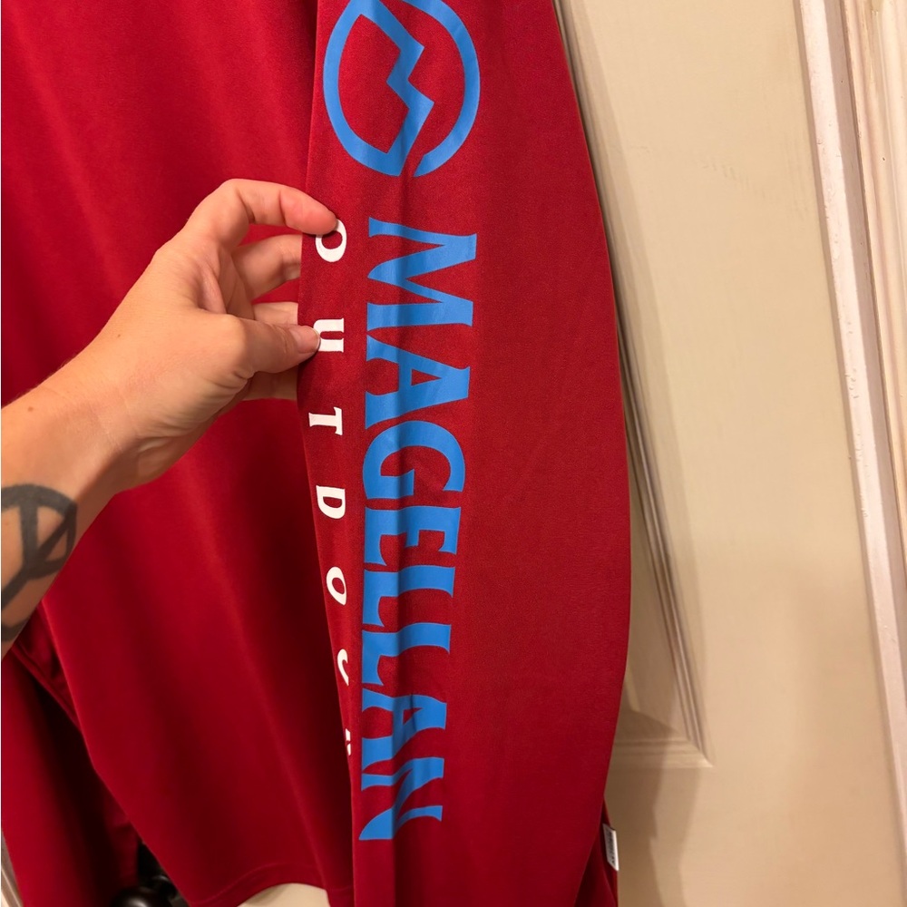 Magellan Outdoors Men's Vibrant Red Long Sleeve Tee - Picture 2 of 4